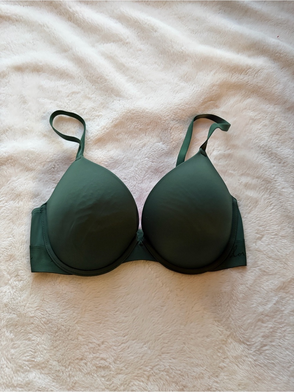 PINK Victoria's Secret Dark Green T-Shirt Bra. Size 32 DD